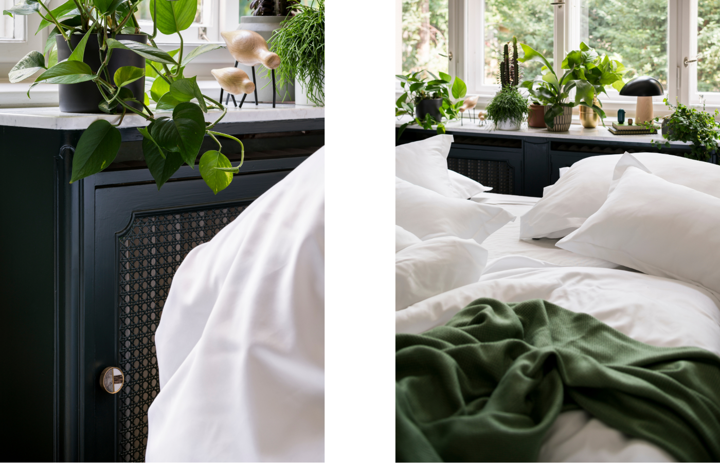Our brilliant white Quiet Jungle bed linen perfectly highlights the cooling effect of TENCEL™ Lyocell.