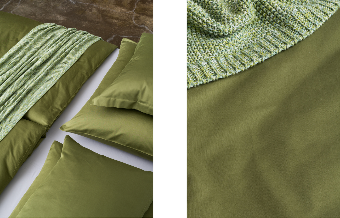 Die grüne Bettwäsche Mum's Kingdom aus 100% Bio-Baumwolle wurde durch einen blühenden Garten inspiriert.