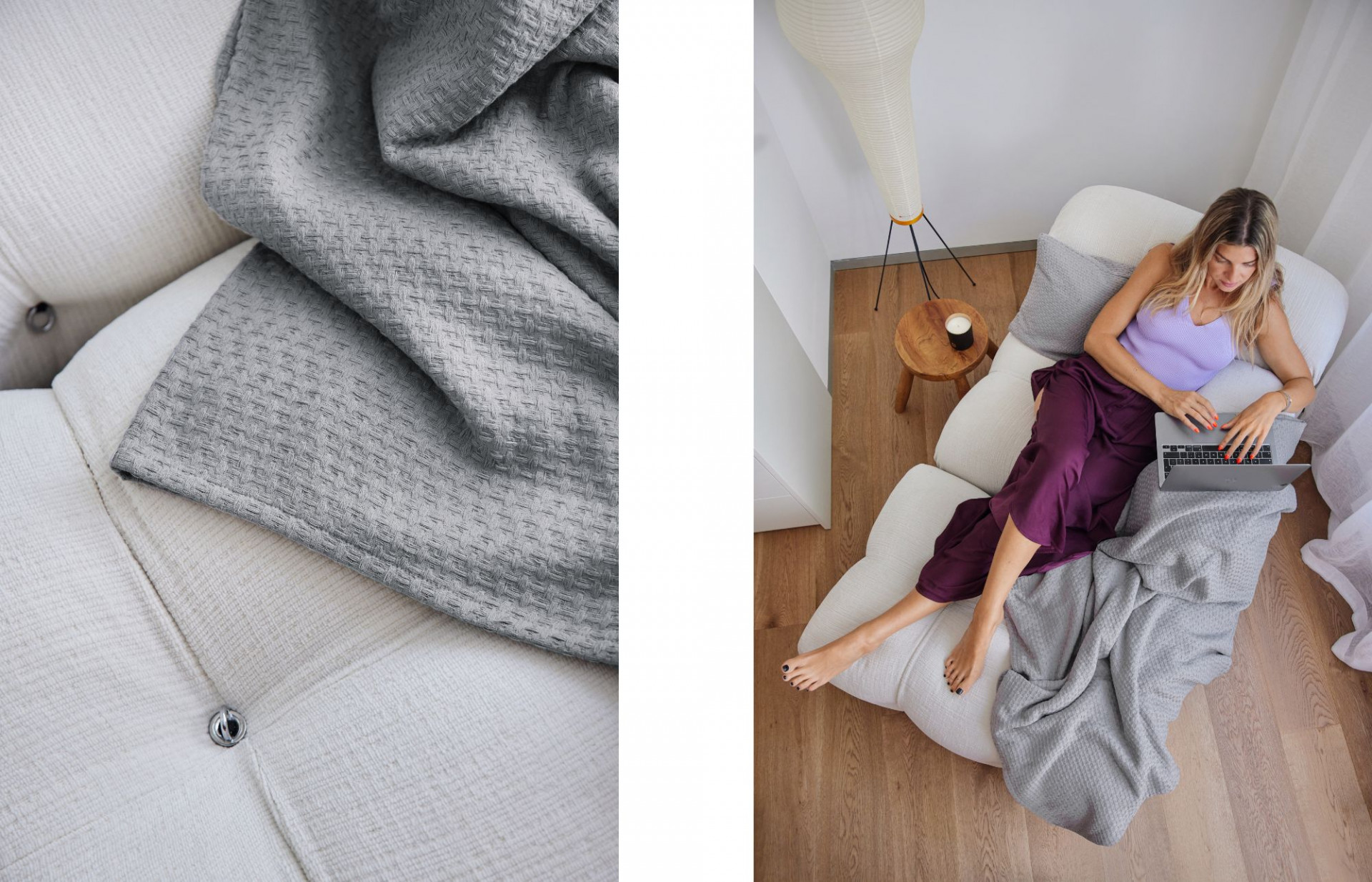 Camaleonda couch & Woven Monocolour Blanket. 