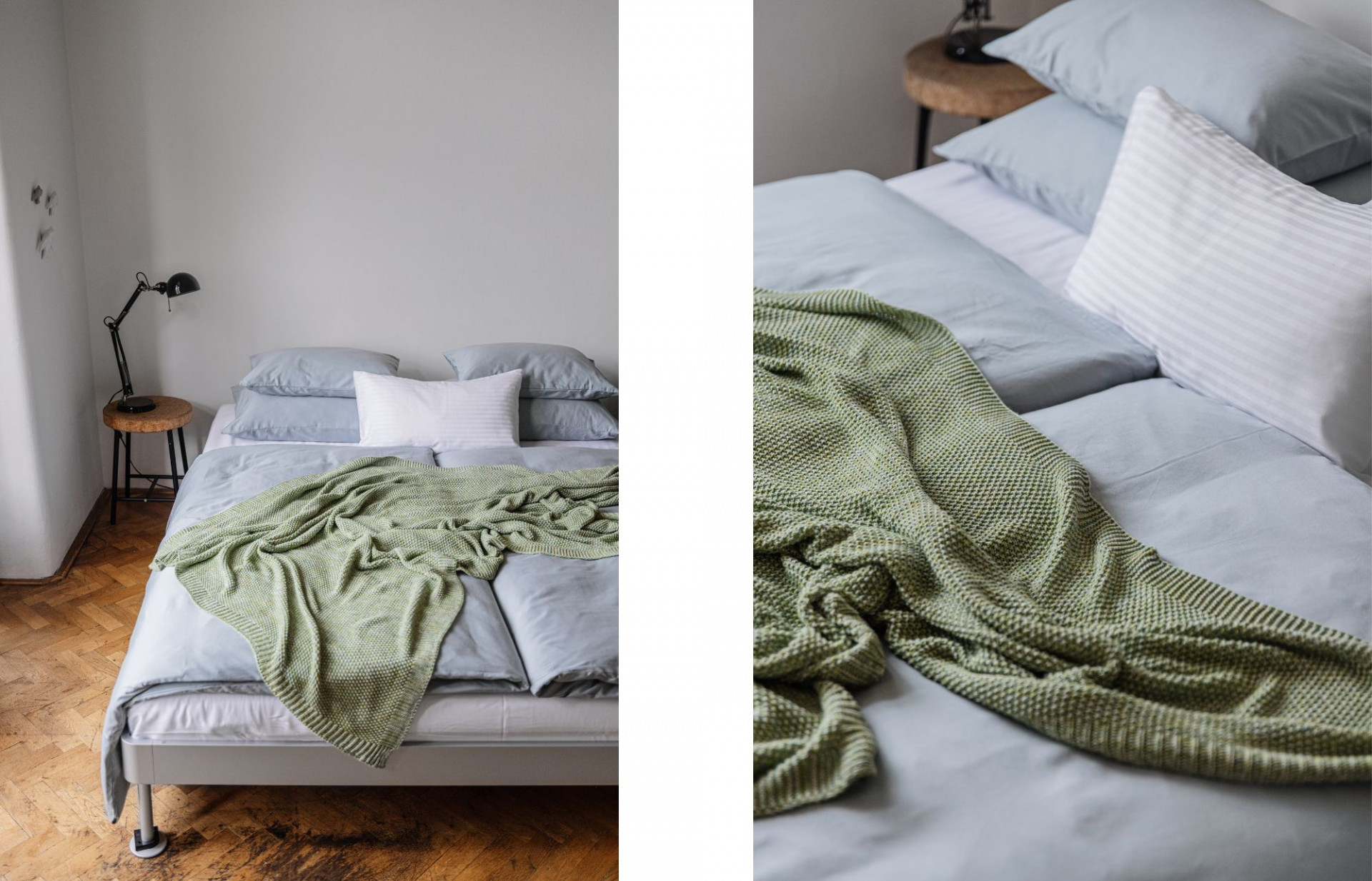 Afternoon Storm bed linen & Daily Notes pillow cover & Colour Melange blanket.